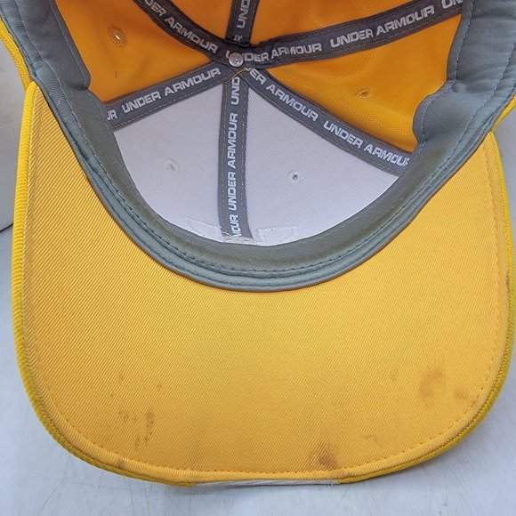 Under Armour Yellow White Large Athletic Hat Cap Outdoors Casual Comfort - Picture 9 of 9